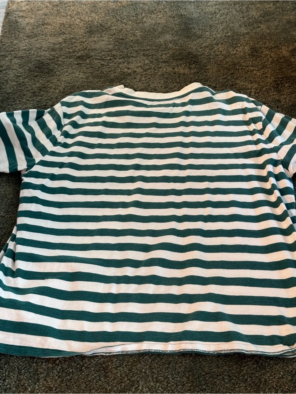 Vintage Guess Men’s Green & White Striped Short Sleeve Tee - Picture 3 of 5